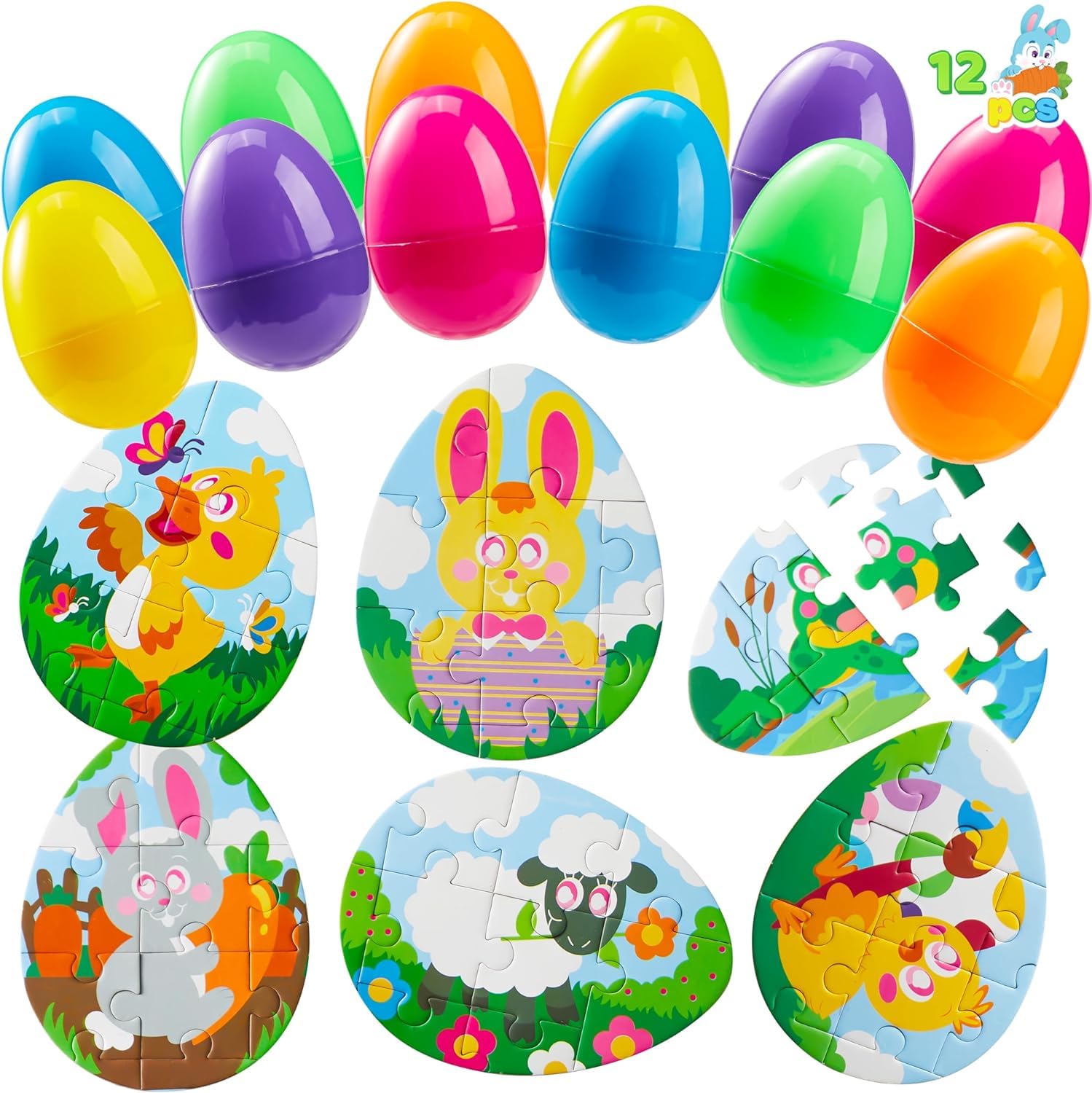 Amazon.com: JOYIN 12 Pcs Easter Eggs Jigsaw Puzzle for Egg Hunt